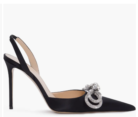 Double Bow Pointed Toe Slingback pump