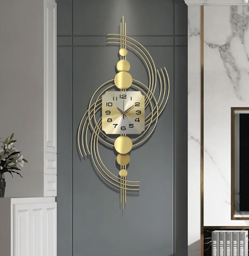 39.4" 3D Modern Metal Oversized Wall Clock with Golden Geometric Frame for Living Room - CLASSY CLOSET BOUTIQUE39.4" 3D Modern Metal Oversized Wall Clock with Golden Geometric Frame for Living RoomJ03JGZ000152J03JGZ000152gold