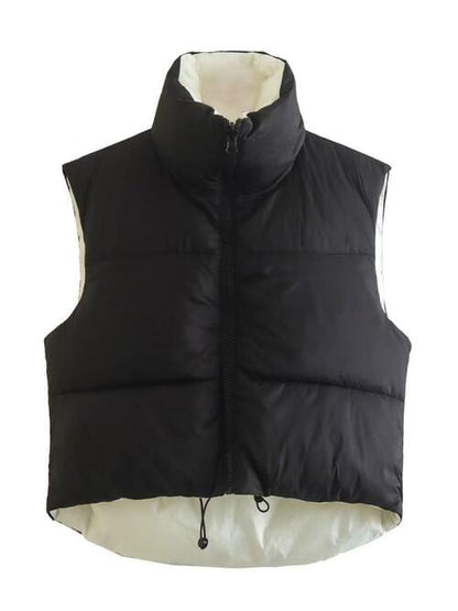 Zip Up Drawstring Reversible Vest - CLASSY CLOSET BOUTIQUE