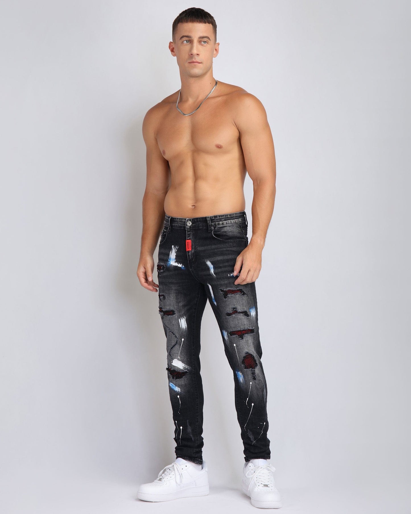 Street Art Chic Ripped Black Jeans with Graffiti Paint Drawing - CLASSY CLOSET BOUTIQUE