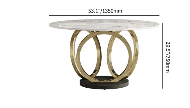 53.1" Contemporary Round Dining Table Set of 7 with Upholstered Chairs - CLASSY CLOSET BOUTIQUE53.1" Contemporary Round Dining Table Set of 7 with Upholstered Chairsdining set215981446342159814463453.1"Dia x 29.5"Hwhite & gold