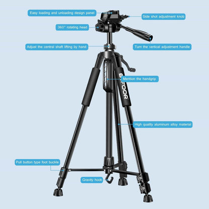 Travel Digital Camera Tripod Professional  Aluminum Tall Phone Stand With Quick Plates Mount Pan Head For DSLR SLR - CLASSY CLOSET BOUTIQUE