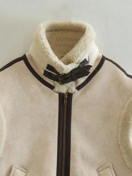 Contrast Zip Up Fleece Vest - CLASSY CLOSET BOUTIQUE