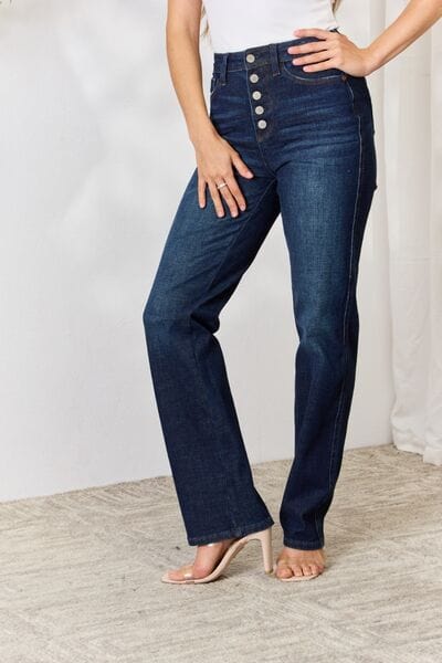 Judy Blue Full Size Button-Fly Straight Jeans - CLASSY CLOSET BOUTIQUE