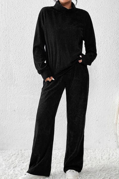 Ribbed Long Sleeve Top and Pants Set - CLASSY CLOSET BOUTIQUE
