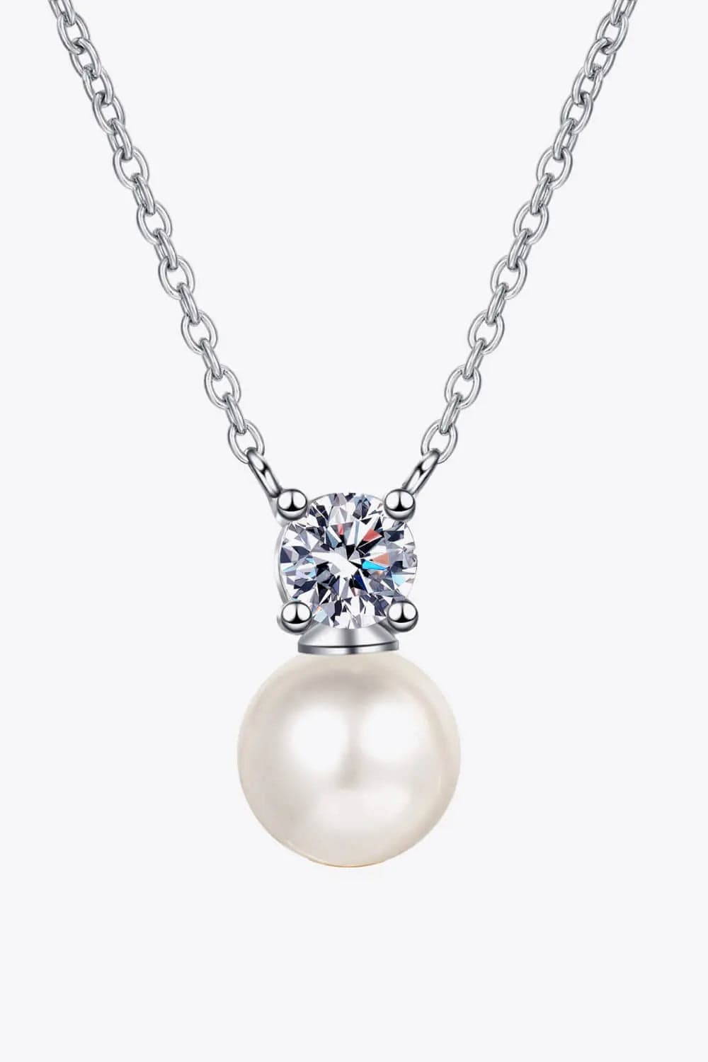 925 Sterling Silver Freshwater Pearl Moissanite Necklace - CLASSY CLOSET BOUTIQUE925 Sterling Silver Freshwater Pearl Moissanite Necklacejewelry100100473078262100100473078262Silver/PearlOne Size