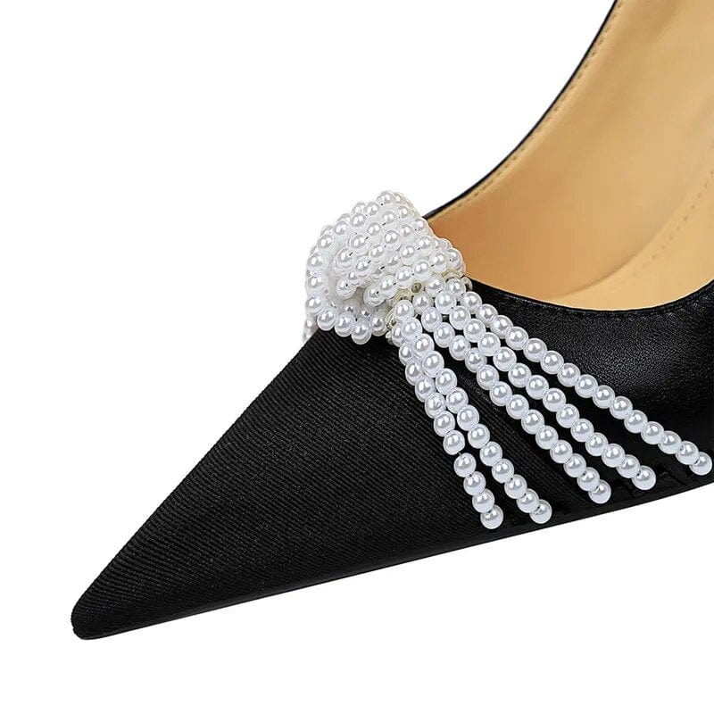 BIGTREE Shoes Pearl Bowknot Women Pumps Luxurious High Heels Fashion Party Shoes Women Heels Stiletto Ladies Shoes Plus Size 43 - CLASSY CLOSET BOUTIQUE