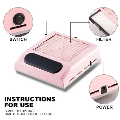 Upgrade Nail Dust Collector Extractor Fan For Manicure Machine Powerful Nail Vacuum Cleaner With Remove Filter Nail Equipment - CLASSY CLOSET BOUTIQUE