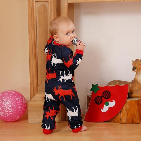 Baby Reindeer Print Round Neck Jumpsuit - CLASSY CLOSET BOUTIQUE