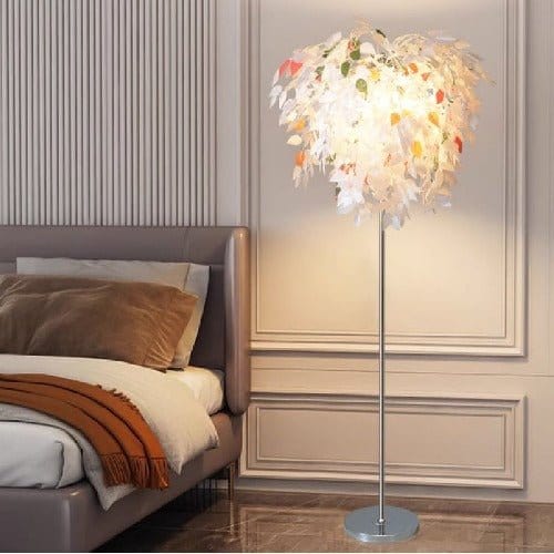 Art Deco Floor Lamp with Feather Shade Standing Lamp for Living Room in White - CLASSY CLOSET BOUTIQUEArt Deco Floor Lamp with Feather Shade Standing Lamp for Living Room in Whitehome decorDJ31O875C4DJ31O875C4