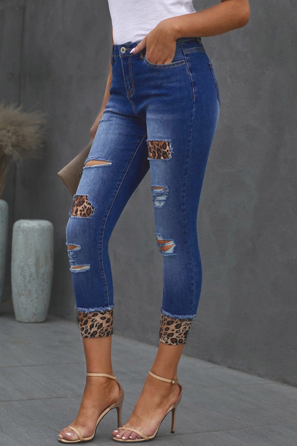 Baeful Leopard Patch Distressed Cropped Jeans - CLASSY CLOSET BOUTIQUEBaeful Leopard Patch Distressed Cropped Jeanspants100100251022713100100251022713BlueS