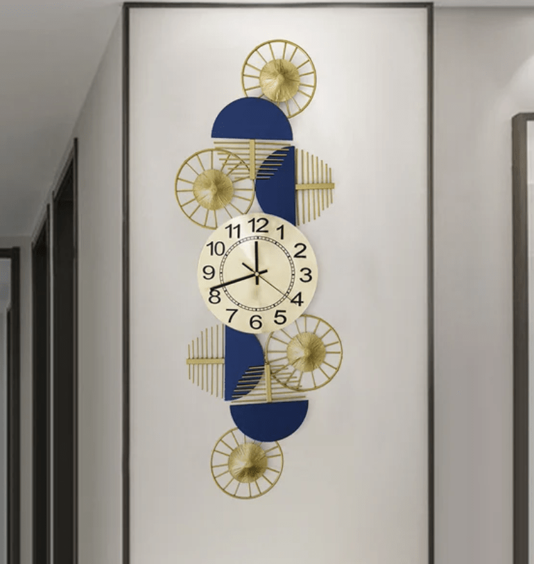 Blue & Gold Luxury Fashion Artistic Home Large Metal Wall Clock Decor - CLASSY CLOSET BOUTIQUEBlue & Gold Luxury Fashion Artistic Home Large Metal Wall Clock DecorDecorative | Wall ClocksJ03JGZ000024321J03JGZ000024321