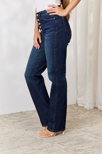 Judy Blue Full Size Button-Fly Straight Jeans - CLASSY CLOSET BOUTIQUE