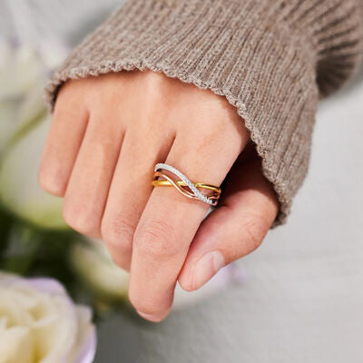 Crisscross Gold-Plated 925 Sterling Silver Ring