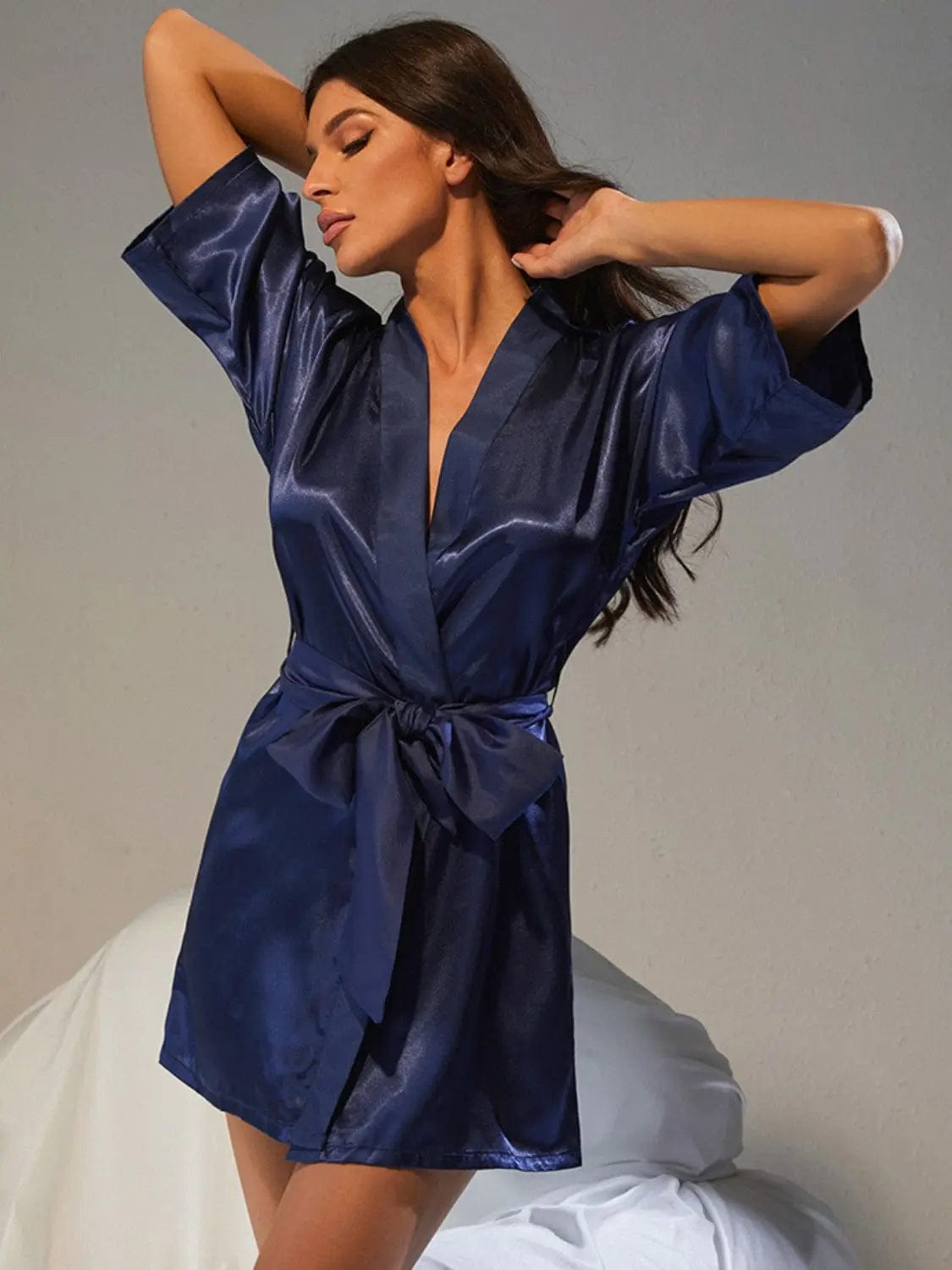 Belted Half Sleeve Robe - CLASSY CLOSET BOUTIQUE