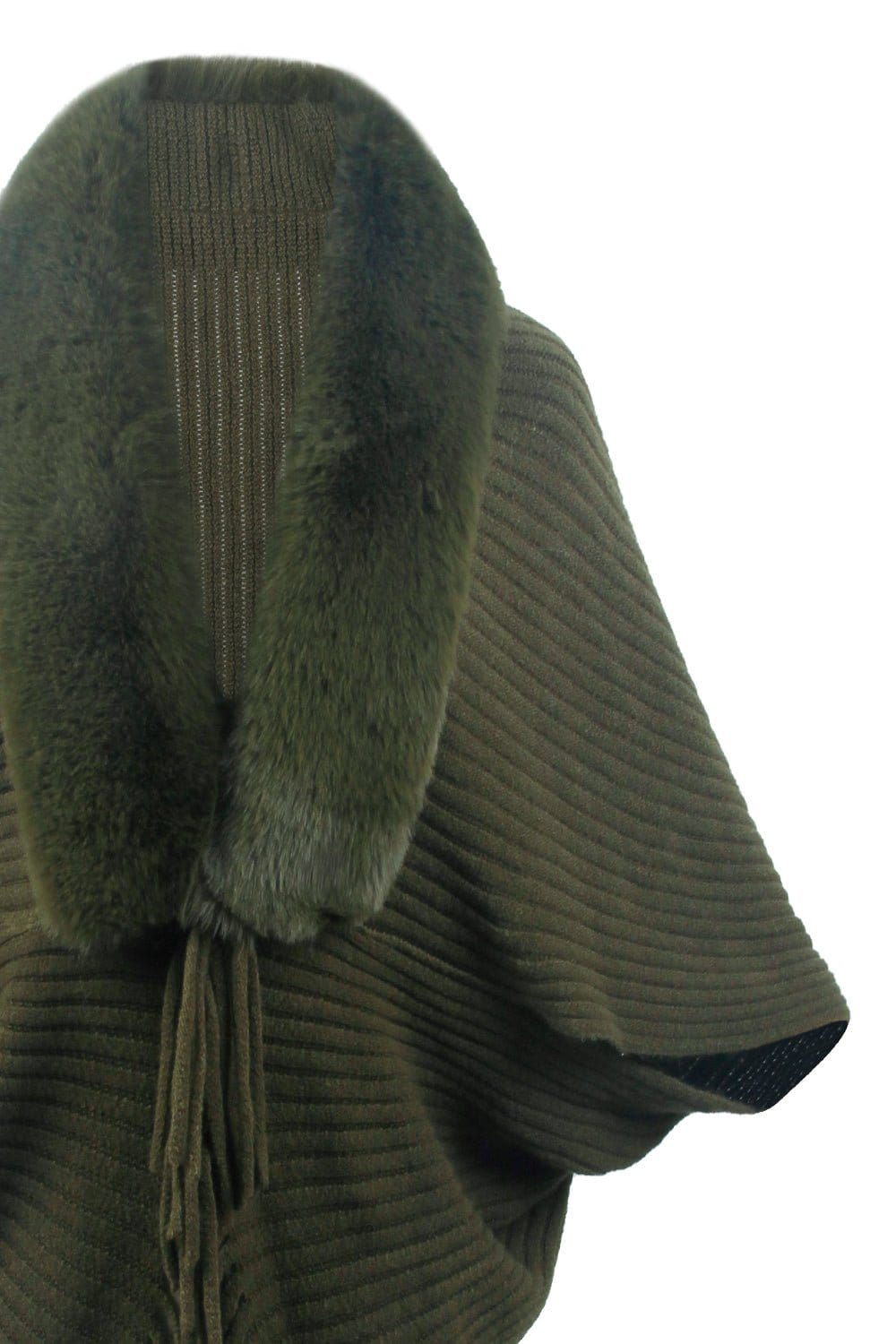 Fringe Detail Long Sleeve Ribbed Poncho - CLASSY CLOSET BOUTIQUEFringe Detail Long Sleeve Ribbed Ponchoouterwear100100618887734100100618887734Army GreenOne Size