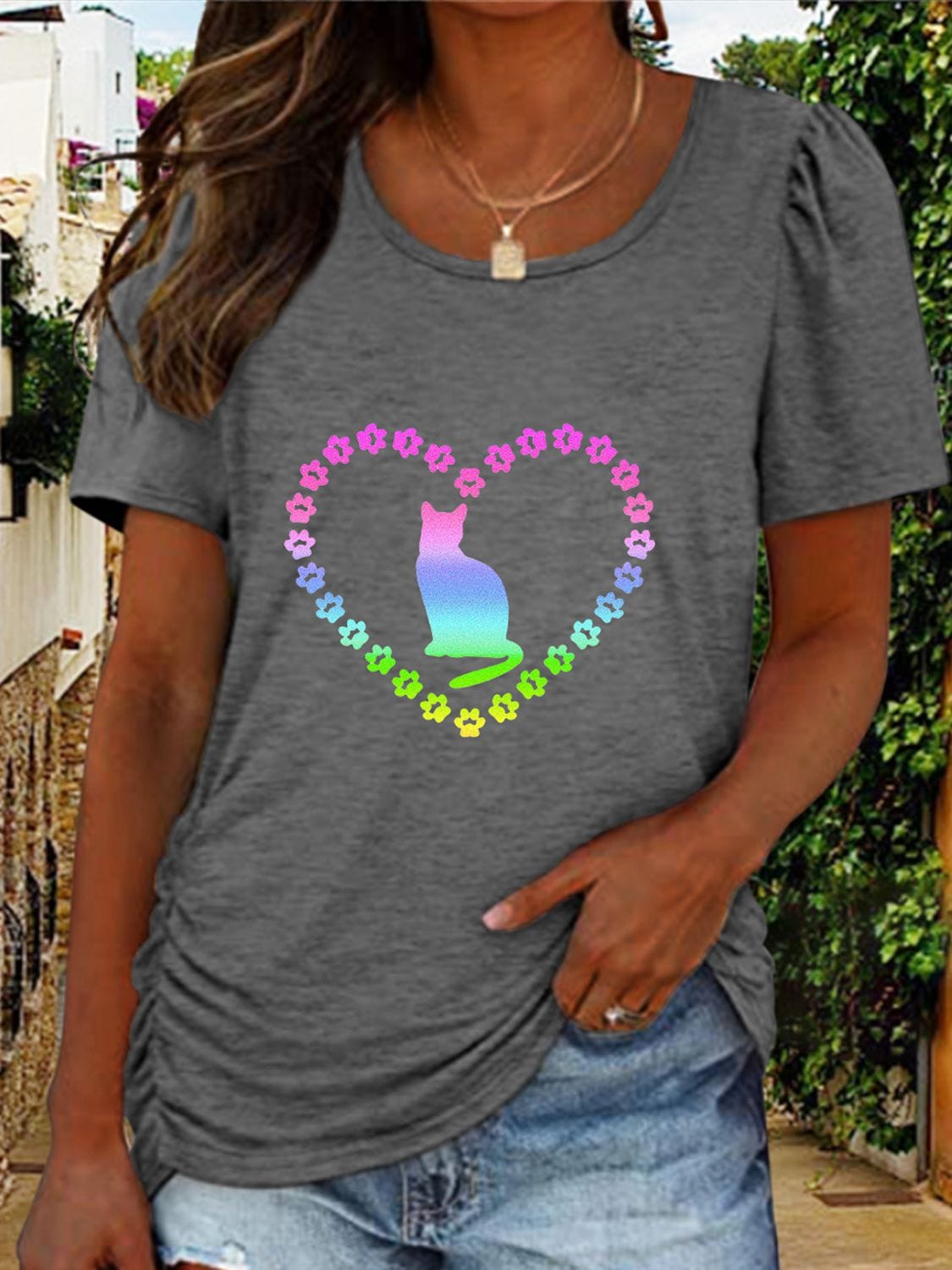 Full Size Cat Heart Graphic Short Sleeve T-Shirt - CLASSY CLOSET BOUTIQUEFull Size Cat Heart Graphic Short Sleeve T-Shirttops100101532913317100101532913317CharcoalS