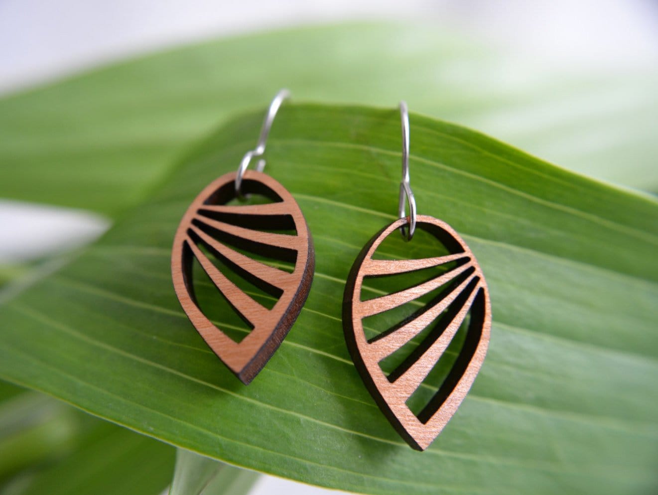 Wing Earrings in cherry wood - CLASSY CLOSET BOUTIQUE