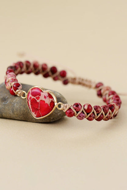 Handmade Heart Shape Natural Stone Bracelet - CLASSY CLOSET BOUTIQUEHandmade Heart Shape Natural Stone Braceletjewelry101300283635578101300283635578RedOne Size