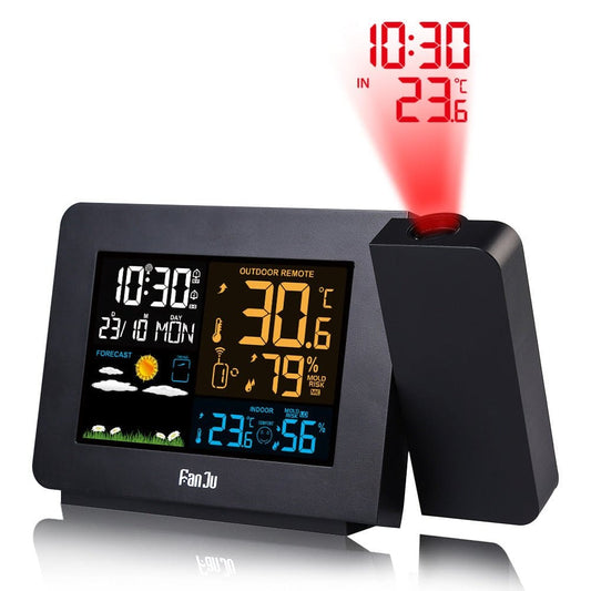 Indoor And Outdoor Temperature And Humidity Meter 3391 Multi-Function Projection Alarm Clock Weather Clock Color Screen Projection Electronic Clock - CLASSY CLOSET BOUTIQUEIndoor And Outdoor Temperature And Humidity Meter 3391 Multi-Function Projection Alarm Clock Weather Clock Color Screen Projection Electronic ClockeperloAE813143CEC84AAFA2C1D8C94EDF7A71BlackUSA Plug