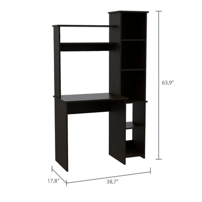 Marston 6-Shelf Writing Desk with Built-in Bookcase Black Wengue - CLASSY CLOSET BOUTIQUEMarston 6-Shelf Writing Desk with Built-in Bookcase Black WengueB06280294