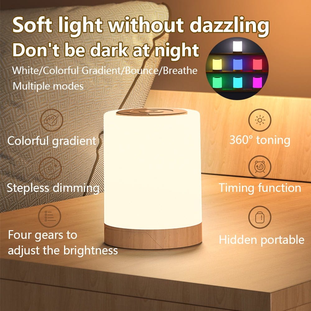 New Touch Desktop Color Ring Colorful Creative Wood Grain Charging Night Light Shooting Light Atmosphere - CLASSY CLOSET BOUTIQUENew Touch Desktop Color Ring Colorful Creative Wood Grain Charging Night Light Shooting Light AtmosphereeperloA3340855FA5A47BB9711B38B3844C182White
