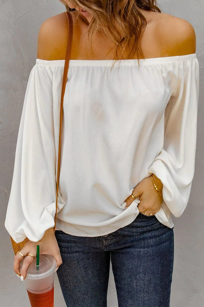 Off-Shoulder Balloon Sleeve Top - CLASSY CLOSET BOUTIQUEOff-Shoulder Balloon Sleeve TopApparel & Accessories100100718766894WhiteS