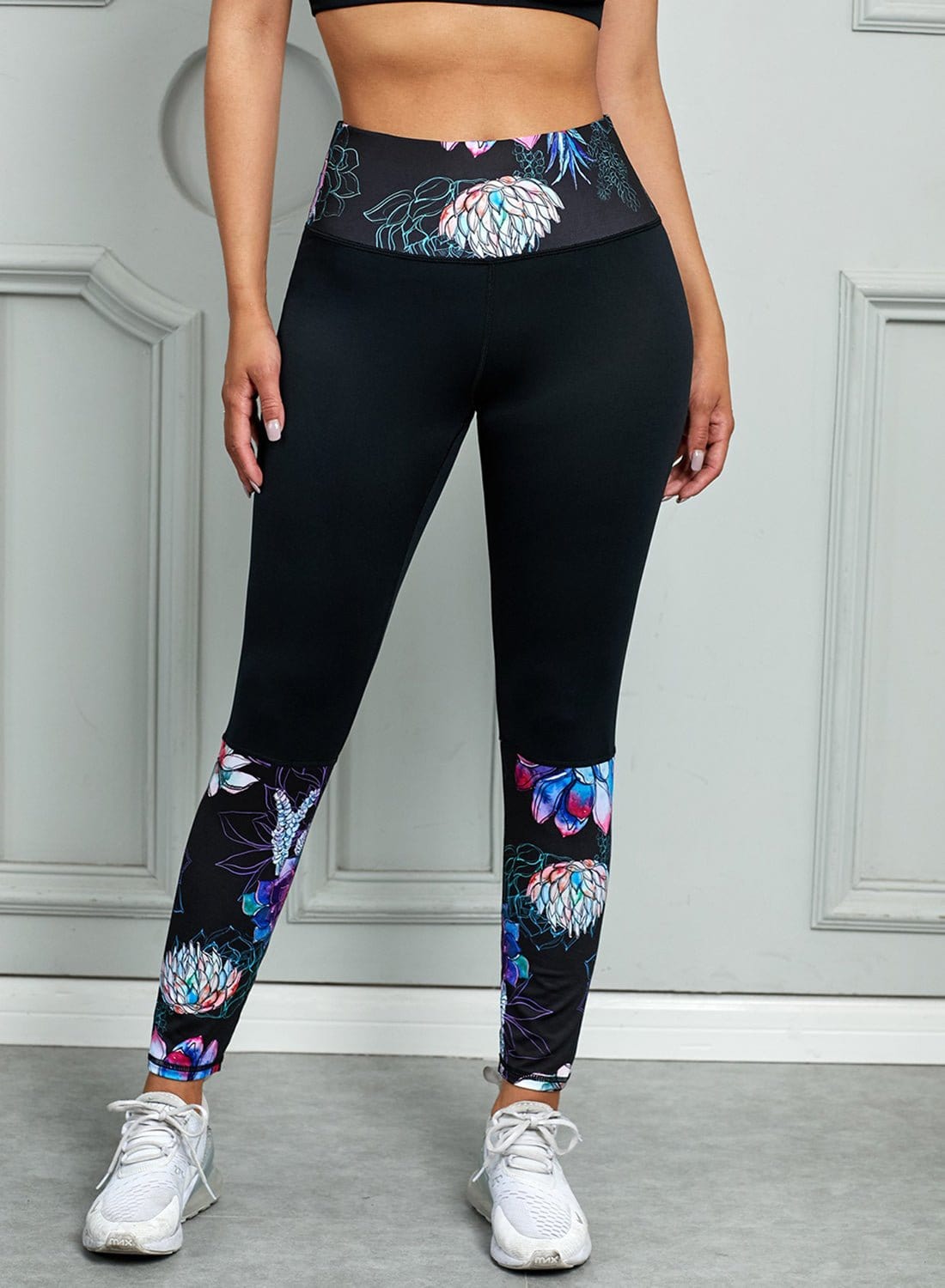 Printed Wide Waistband Active Leggings - CLASSY CLOSET BOUTIQUEPrinted Wide Waistband Active Leggingspants101000288273830101000288273830GrayS