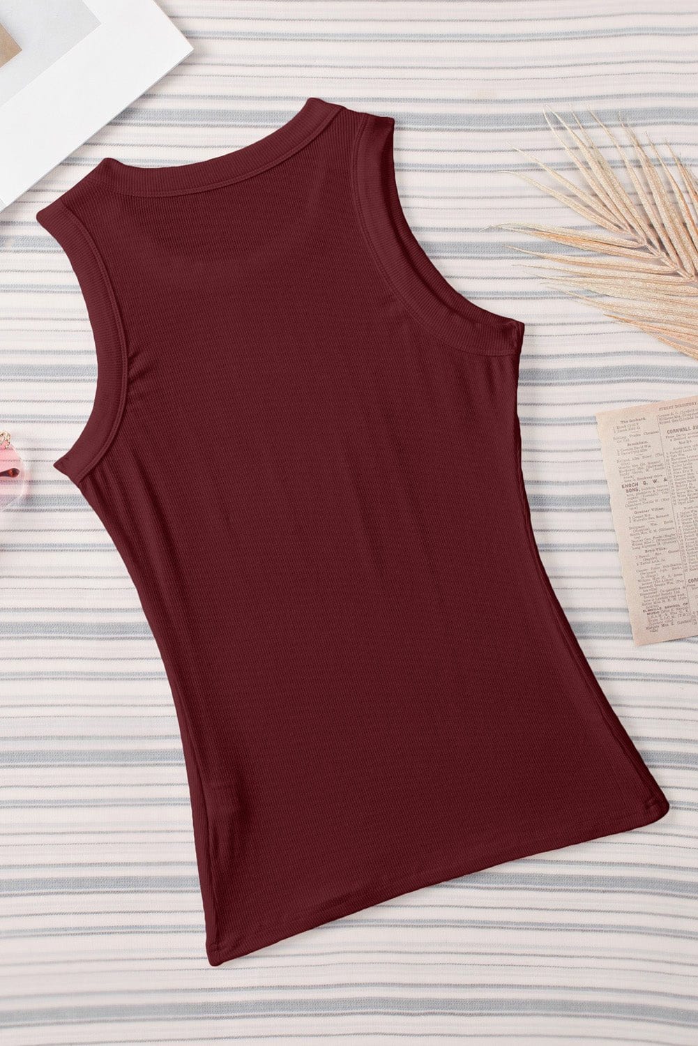 Solid Color Basic Ribbed Knit Slim Fit Tank Top - CLASSY CLOSET BOUTIQUESolid Color Basic Ribbed Knit Slim Fit Tank TopTank TopsSW2566276-3-S703787074037RedS