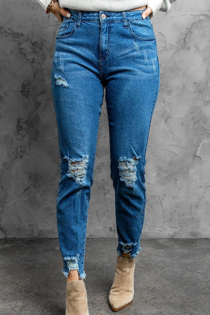 Stylish Distressed Cropped Jeans - CLASSY CLOSET BOUTIQUEStylish Distressed Cropped Jeanspants100100933589589100100933589589Medium4