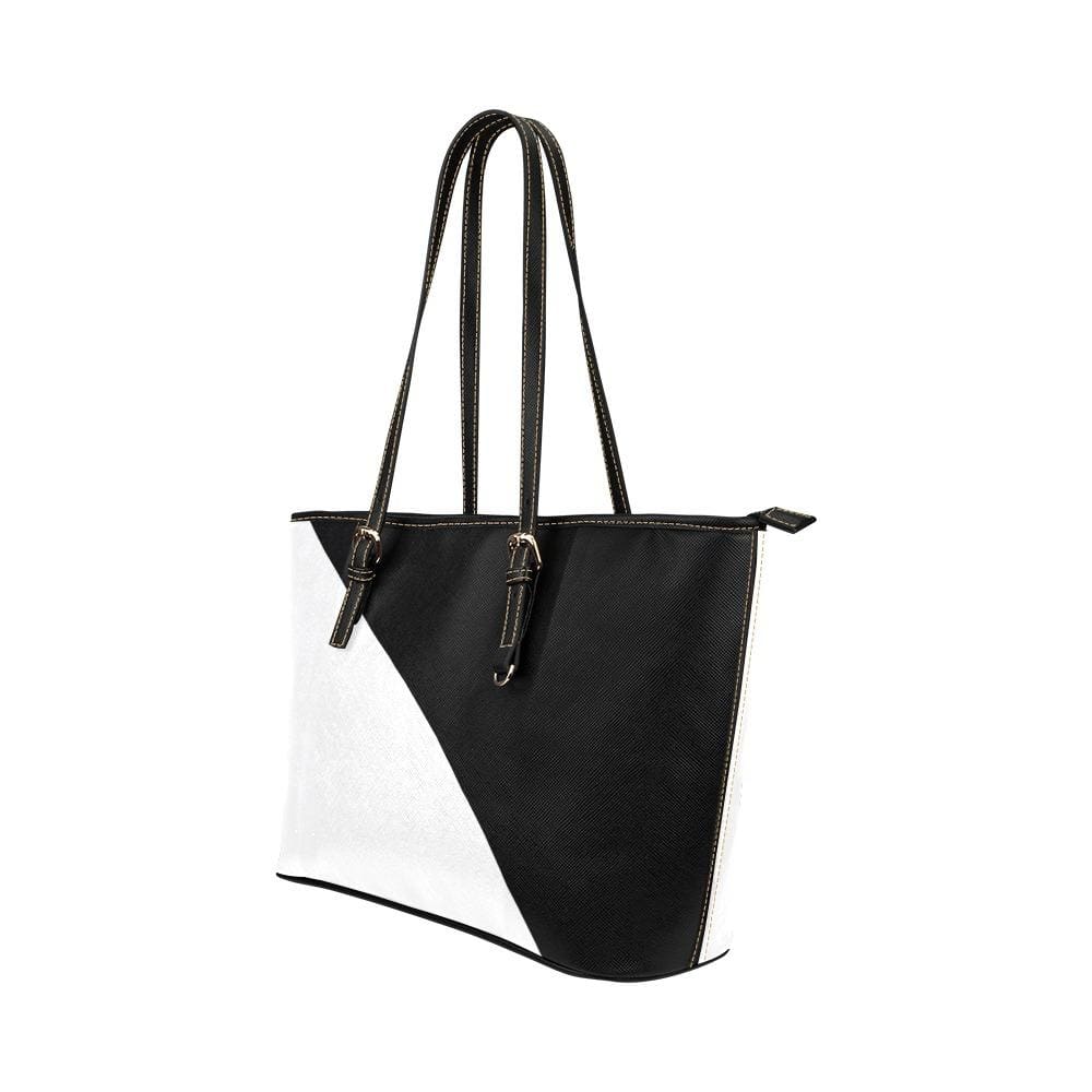 Tote Bag - Black and White Leather - Double Handle Large Shoulder Bag - B6008399 - CLASSY CLOSET BOUTIQUETote Bag - Black and White Leather - Double Handle Large Shoulder Bag - B6008399Bags | Leather Tote BagsD6008399One Size