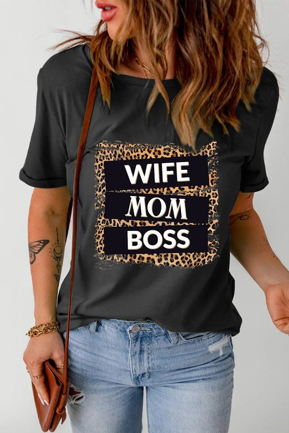 WIFE MOM BOSS Leopard Graphic Tee - CLASSY CLOSET BOUTIQUEWIFE MOM BOSS Leopard Graphic Teetops, shirts100101757551421100101757551421BlackS