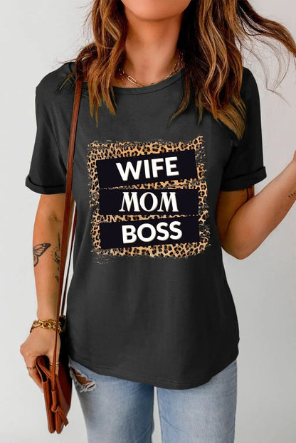 WIFE MOM BOSS Leopard Graphic Tee - CLASSY CLOSET BOUTIQUEWIFE MOM BOSS Leopard Graphic Teetops, shirts100101757551421100101757551421BlackS