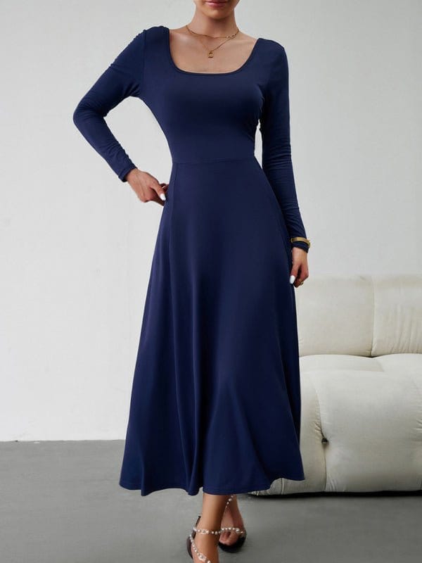 Women's Fashion Casual Elegant Waisted Long Sleeve Dress - CLASSY CLOSET BOUTIQUEWomen's Fashion Casual Elegant Waisted Long Sleeve DressdressFSZW16613_RBL_S_NUBRoyal blueS