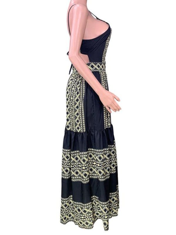 Women’s Printed Tiered Maxi Dress - CLASSY CLOSET BOUTIQUEWomen’s Printed Tiered Maxi DressFSZW13595_B_S_NUBBlackS