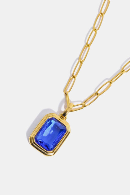 Zircon 18K Gold-Plated Geometrical Shape Pendant Necklace - CLASSY CLOSET BOUTIQUEZircon 18K Gold-Plated Geometrical Shape Pendant Necklacejewelry101300081319020101300081319020Royal BlueOne Size