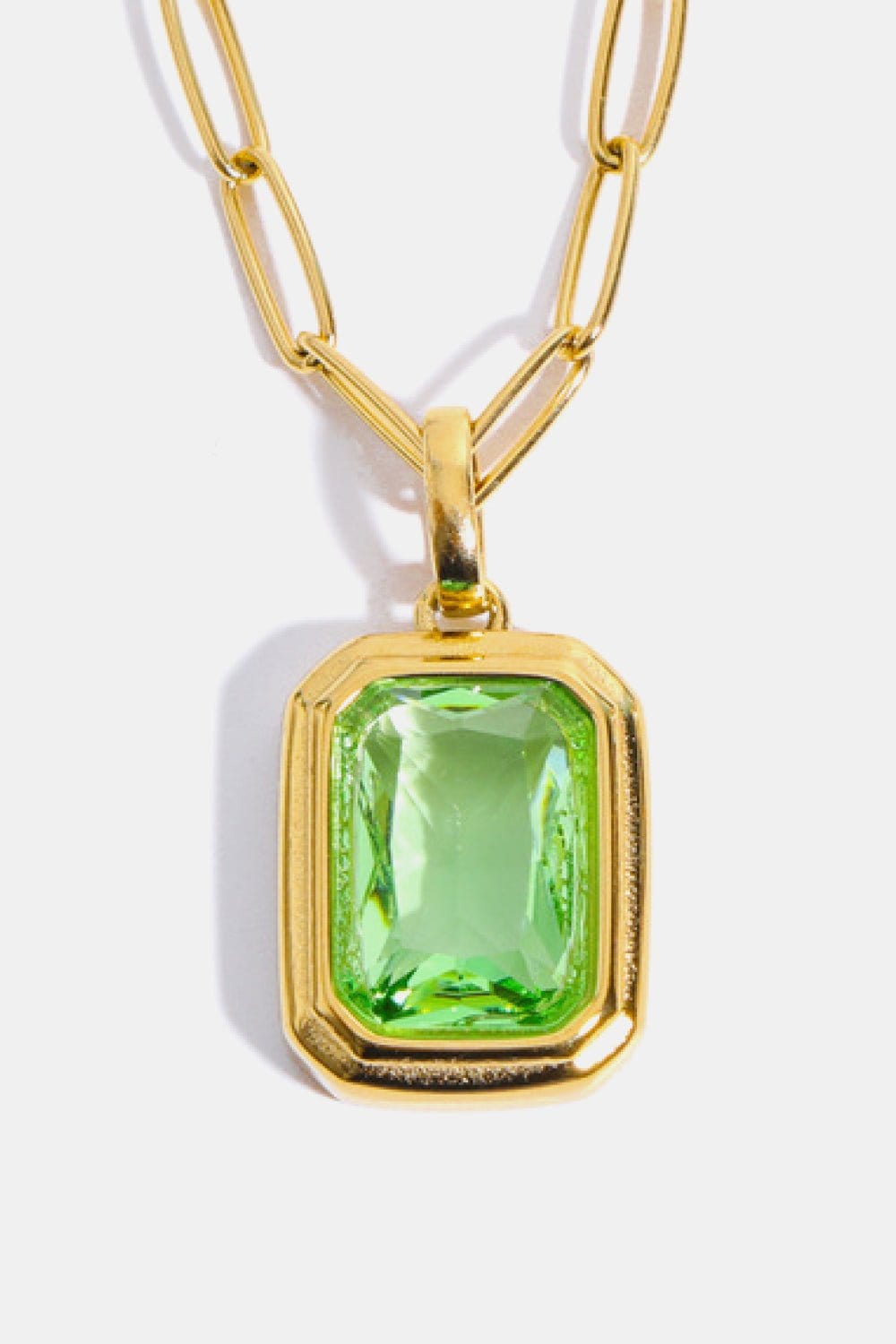 Zircon 18K Gold-Plated Geometrical Shape Pendant Necklace - CLASSY CLOSET BOUTIQUEZircon 18K Gold-Plated Geometrical Shape Pendant Necklacejewelry101300081314269101300081314269Light GreenOne Size